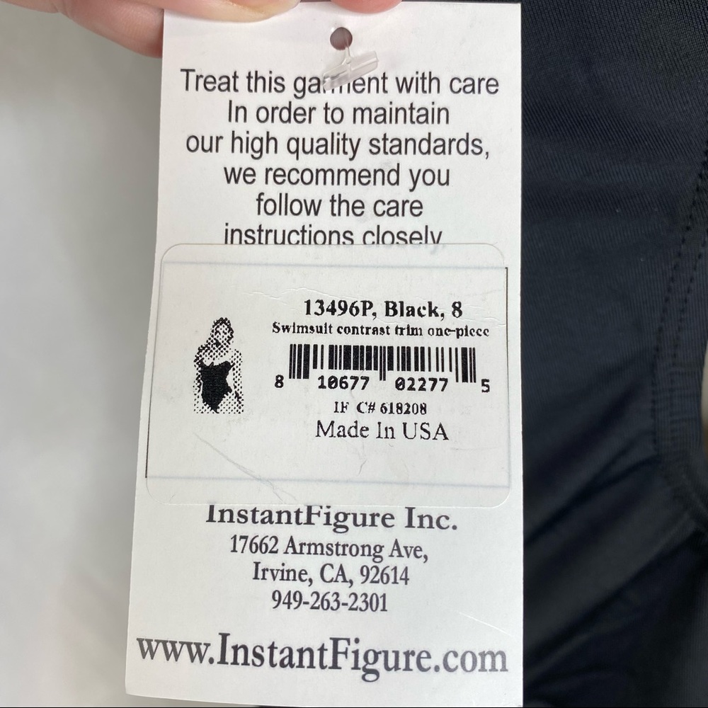 InstantFigure Swimwear Black With Contrast Trim One Piece size 8 Flattering - Picture 10 of 11